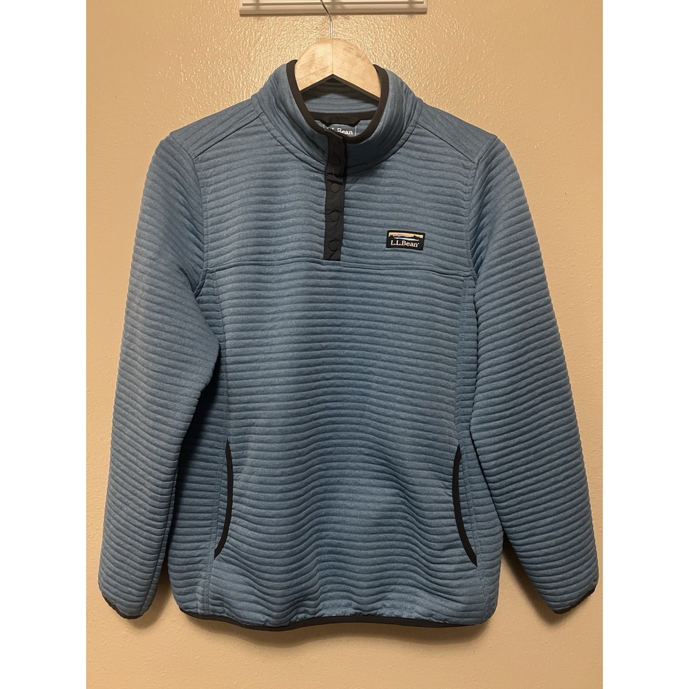 LL Bean Airlight Knit 1/4 Snap Pullover Quilted Jacket Light Blue Men's Size‎ L